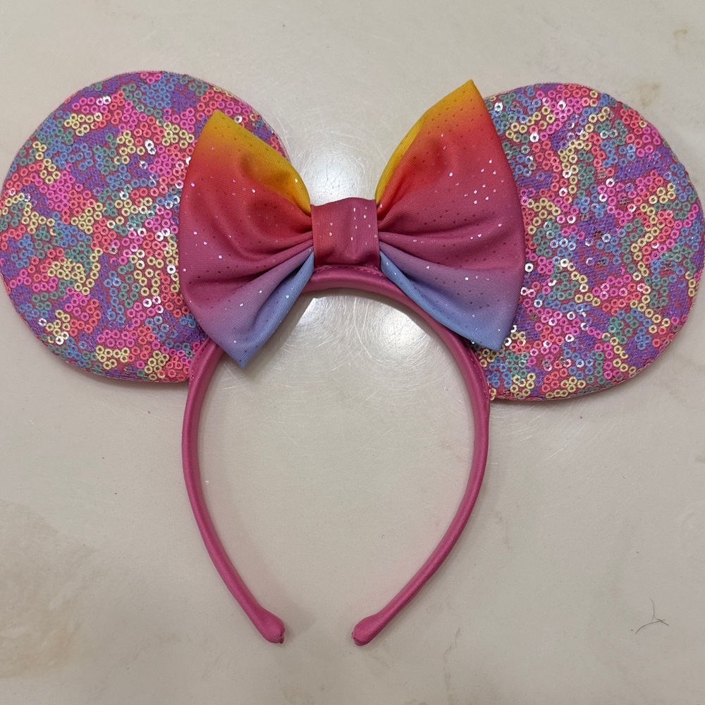 Disney Pink Mouse Ears with Rainbow Bow